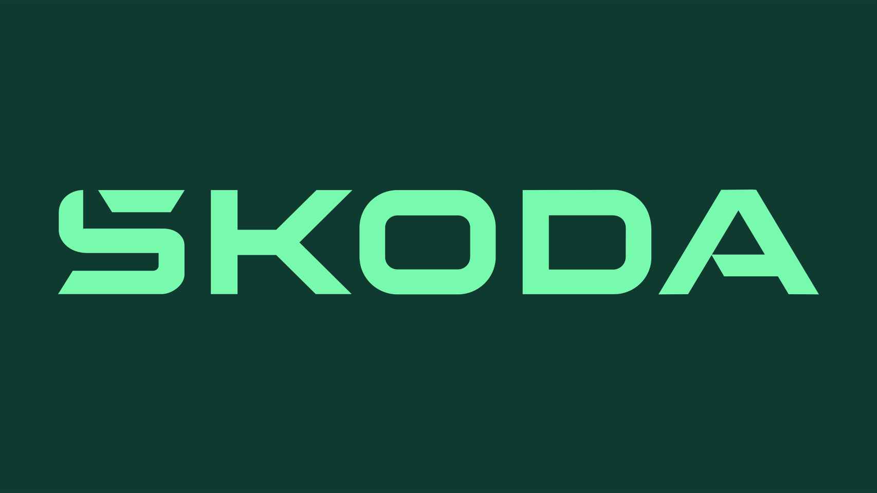 La marca denominativa Skoda se basa en la simetría y en las formas redondas con bordes.