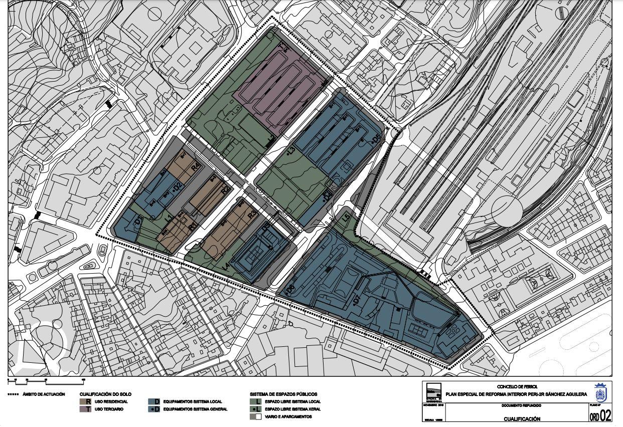 Plano del PERI-2-R. Imagen: Concello de Ferrol