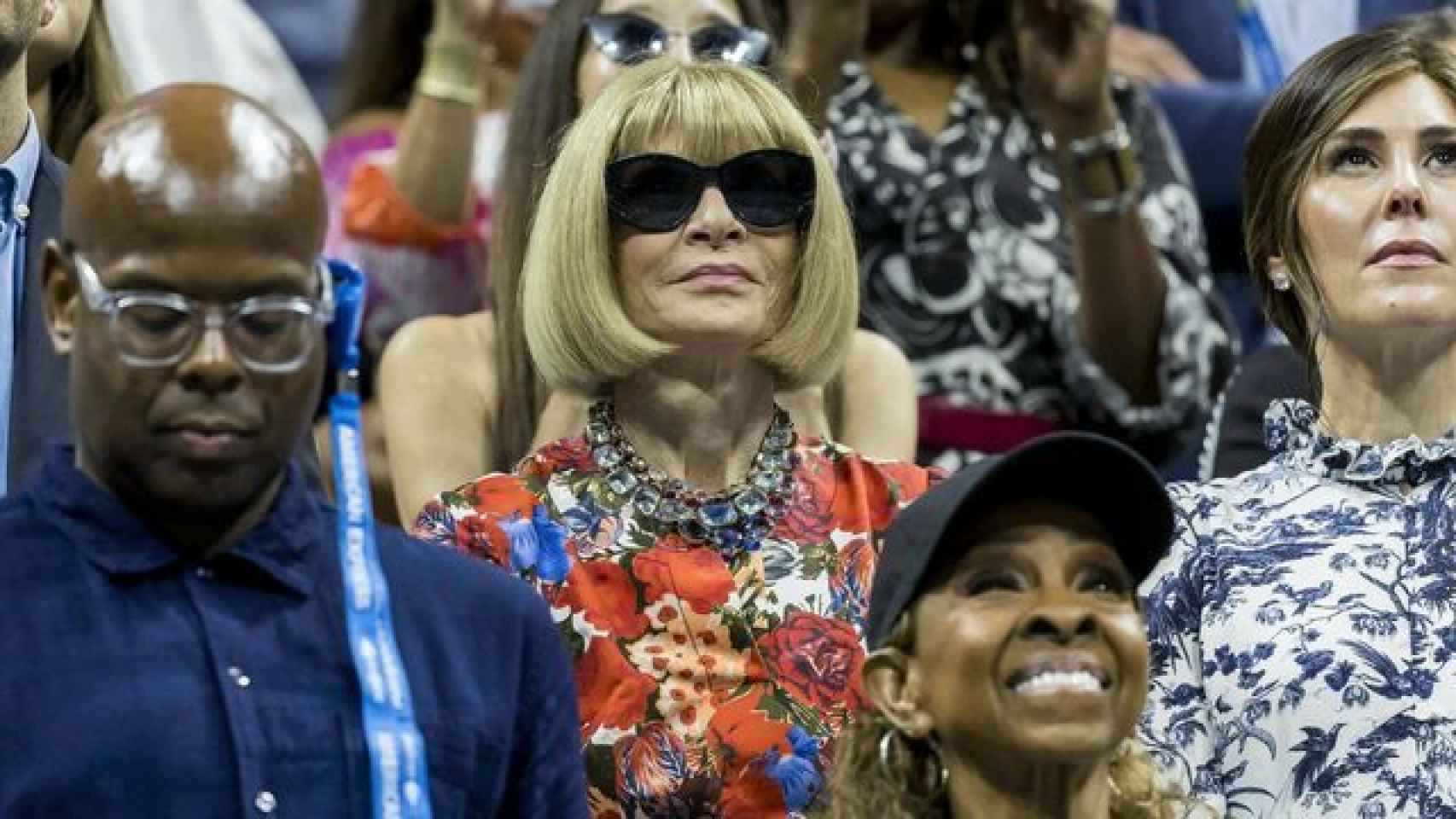 Anna Wintour asistió al partido entre Serena Williams y Danka Kovinic en estadio Billie Jean King de Nueva York.