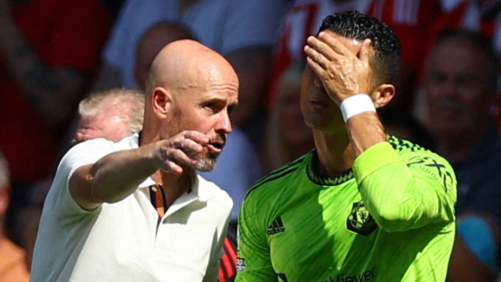 Ten Hag y Cristiano Ronaldo, en el Manchester United