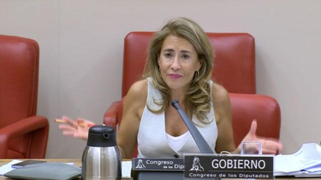 La ministra Raquel Sánchez durante su intervención en el Congreso este martes.