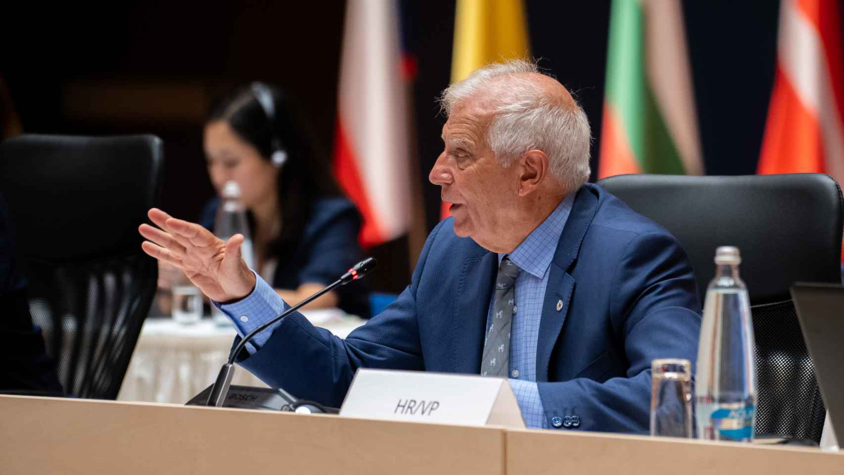 El jefe de la diplomacia comunitaria, Josep Borrell, durante la reunión de este miércoles en Praga