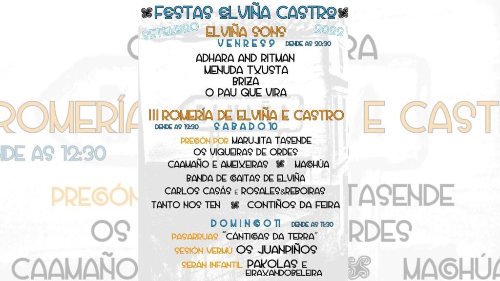 Cartel del Festival benéfico Elviña Sons y III Romería Elviña e Castro.