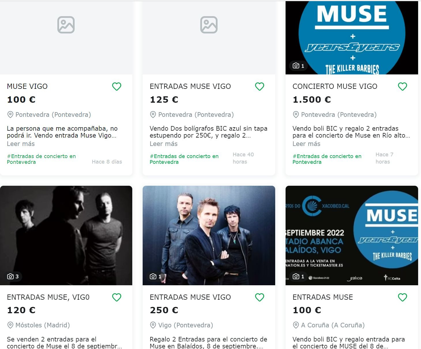 Milanuncios está repleto de ofertas de entradas para Muse en Vigo.