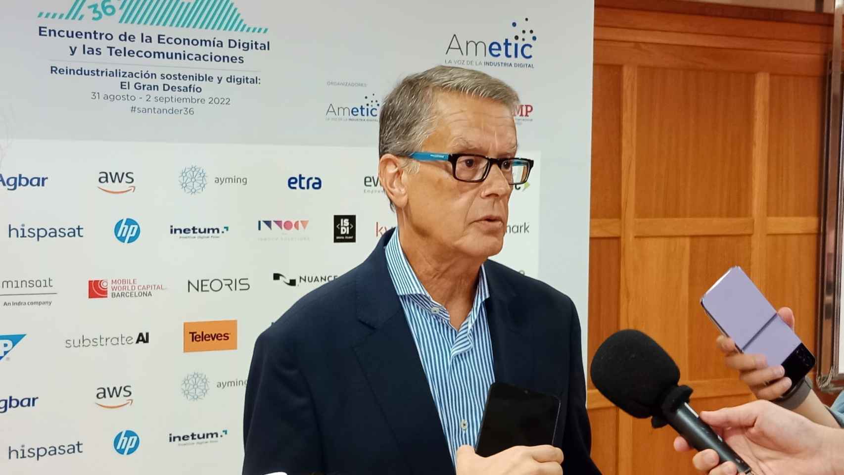Roberto Sánchez, secretario de Estado de Telecomunicaciones e Infraestructuras Digitales, en declaraciones a la prensa en el 36º Encuentro de la Economía Digital y de las Telecomunicaciones organizado por Ametic.