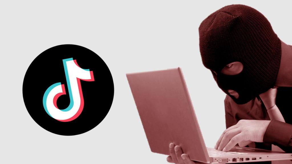 Montaje con el logo de TikTok y un hacker