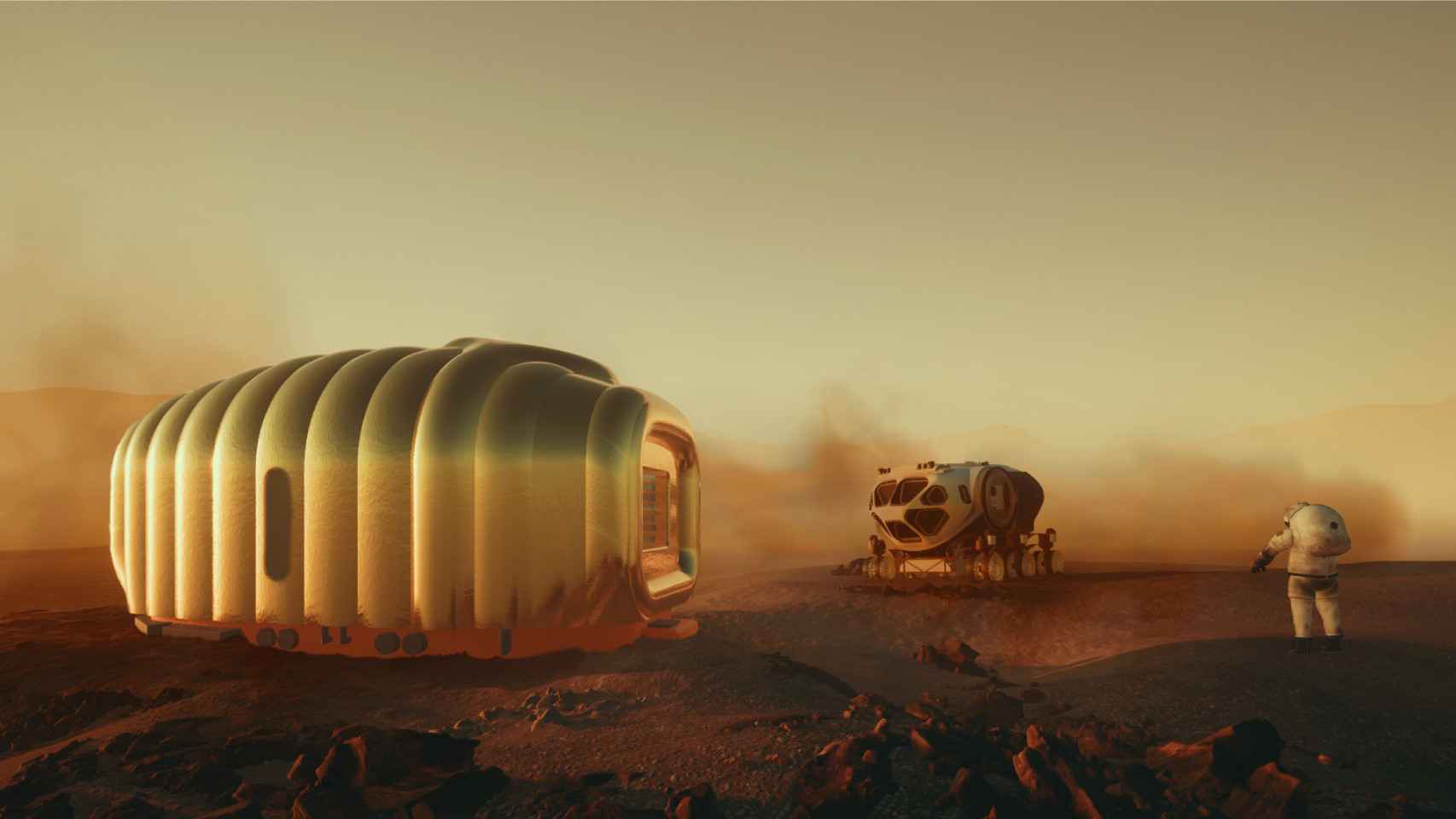 Una representación de cómo quedaría la Martian House en Marte