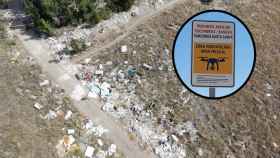 Un vertedero ilegal en Valladolid y el cartel del control de los drones
