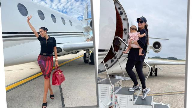 Georgina Rodríguez y su hermana, Ivana, en uno de los aviones privados de Cristiano Ronaldo.