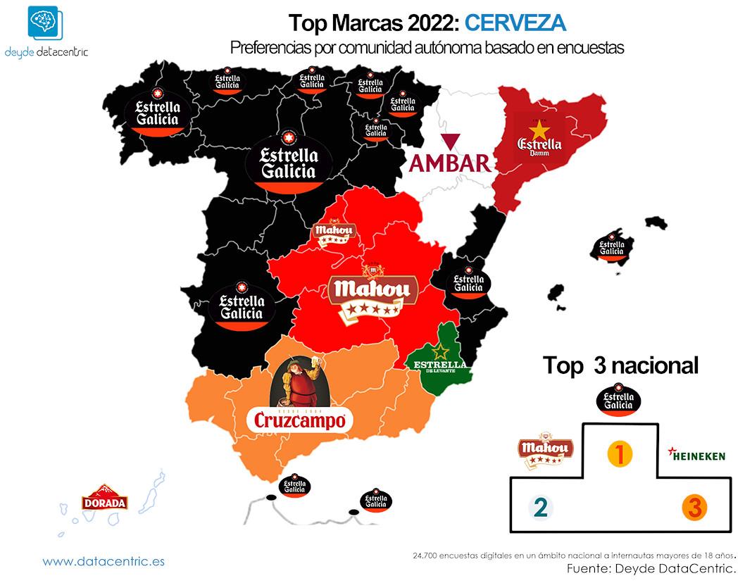 El mapa de marcas de cerveza por autonomía española