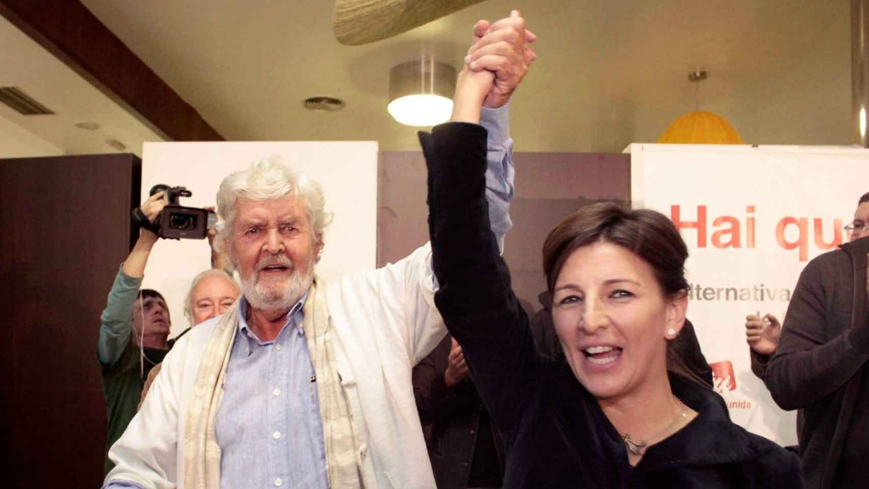 Xosé Manuel Beiras y Yolanda Díaz, celebrando el éxito electoral de 2012.