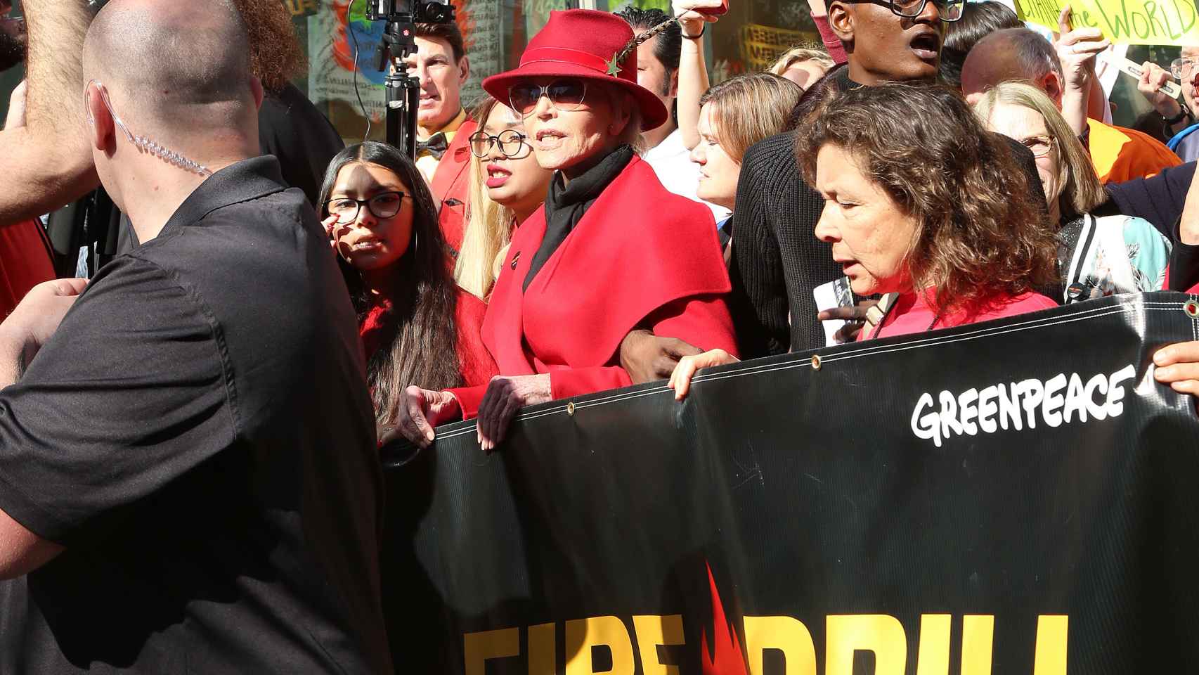 Jane Fonda durante una protesta contra el cambio climático.