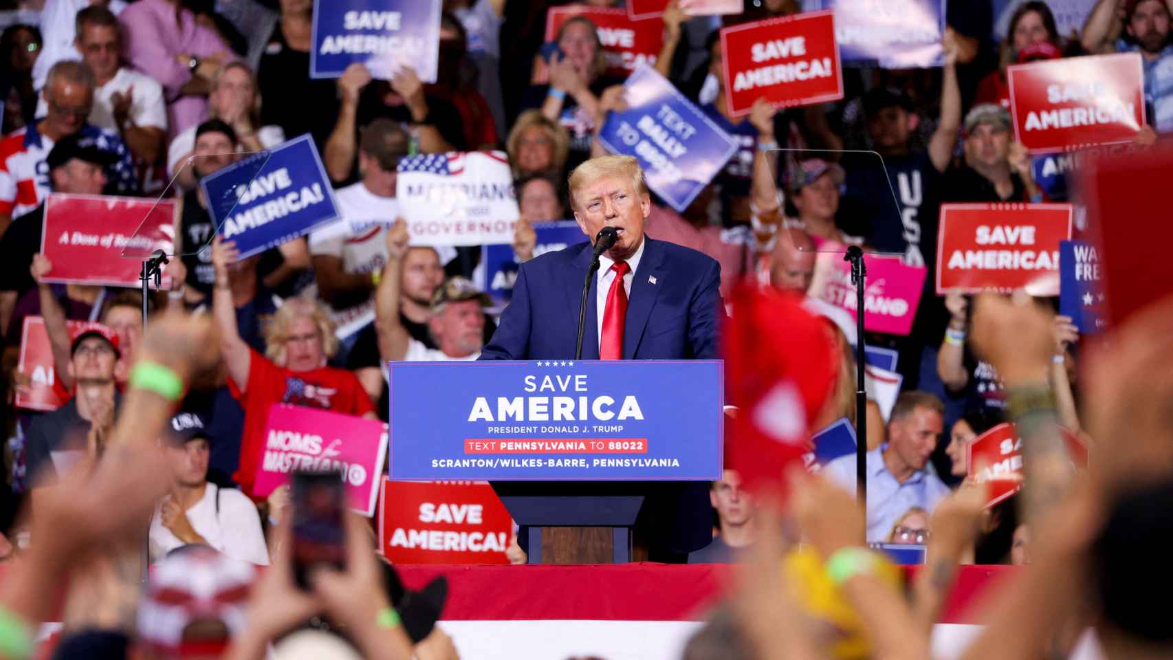 Donald Trump. durante el mitin celebrado en  Wilkes-Barre, Pennsylvania.