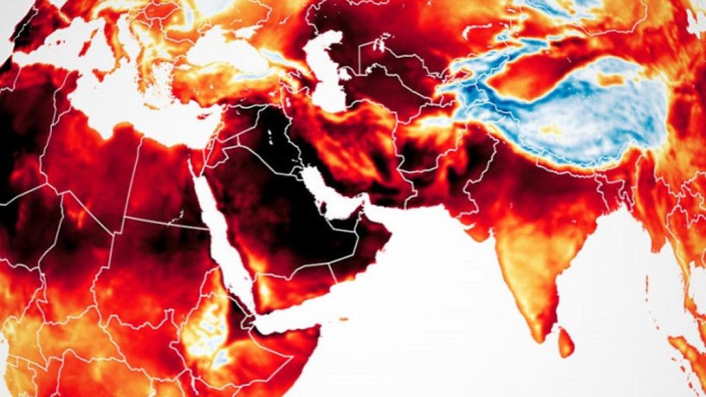 Mapa de la NASA Con las temperaturas del pasado 13 de julio. Superaron los 40 grados en muchos puntos del planeta. Imagen: NASA/GEOS