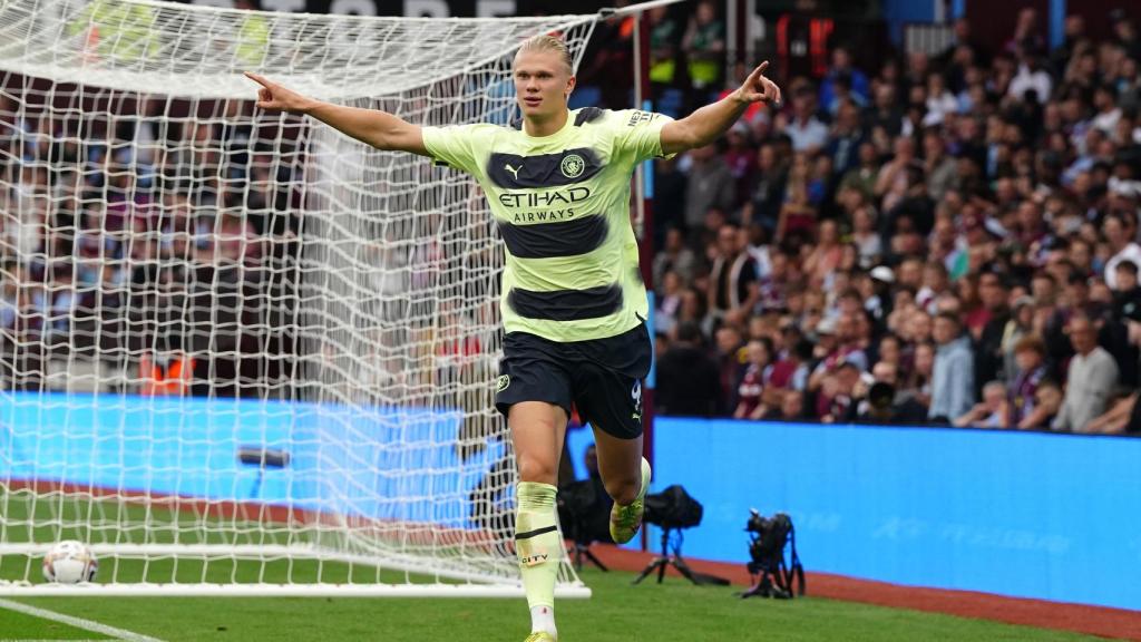 Erling Haaland, celebrando un gol con el Manchester City en la temporada 2022/2023