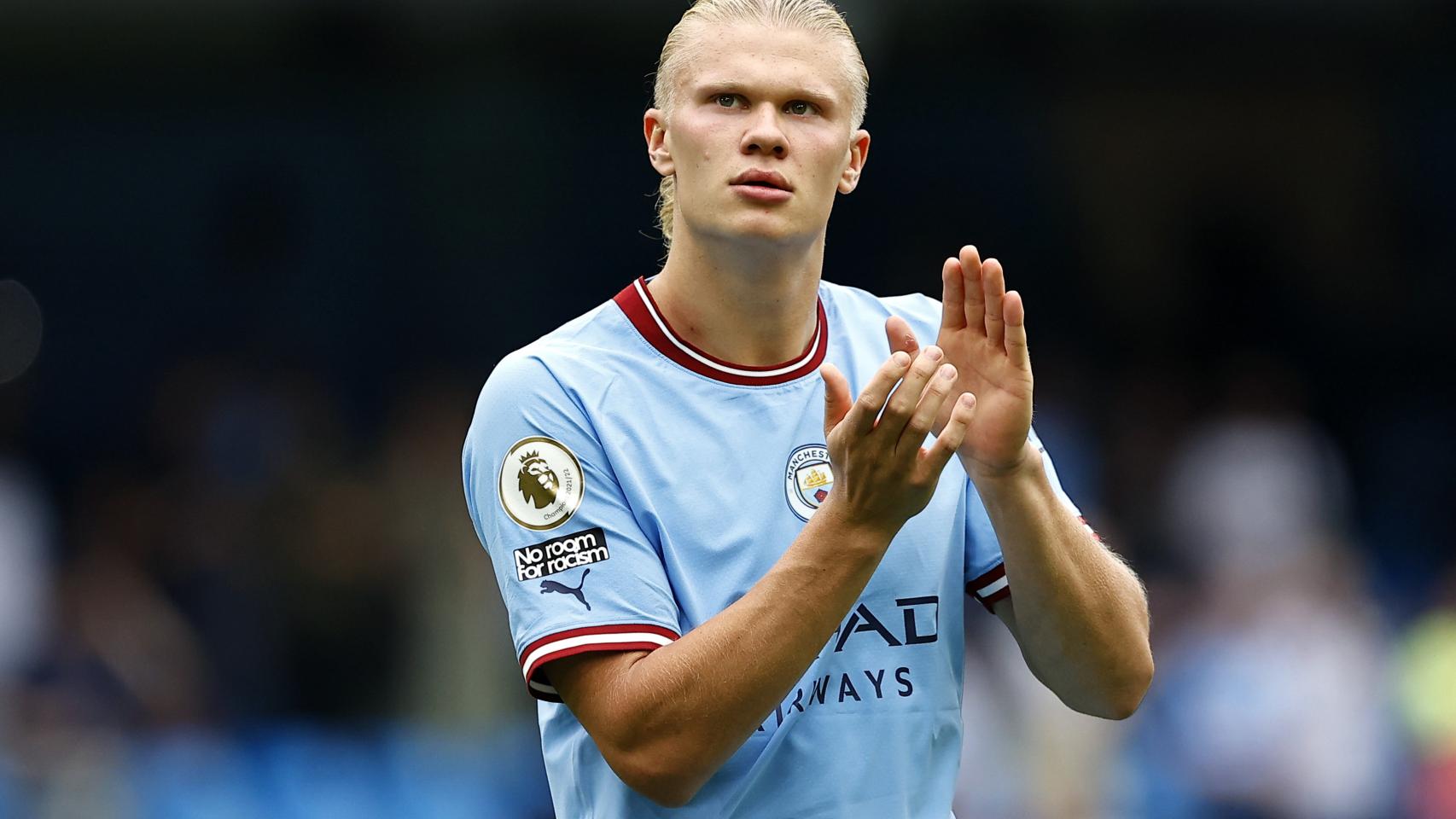 Erling Haaland, en un partido del Manchester City de la temporada 2022/2023