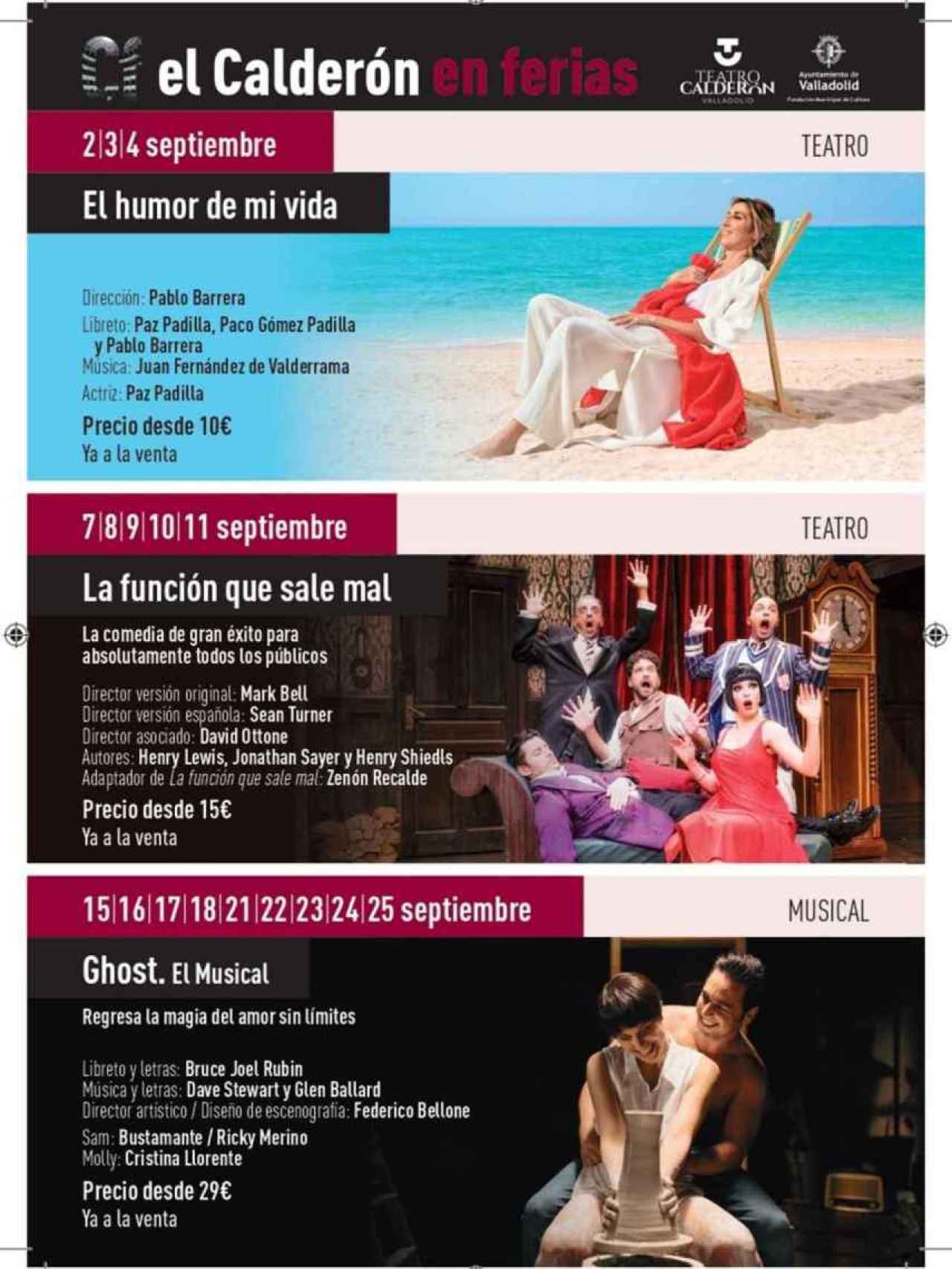 Oferta cultural del Teatro Calderón.