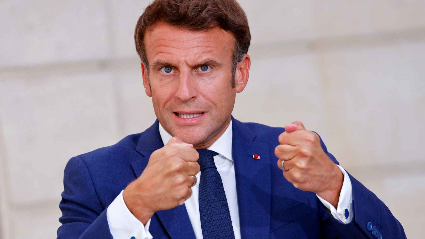 Emmanuel Macron, presidente de Francia, en la rueda de prensa de este lunes