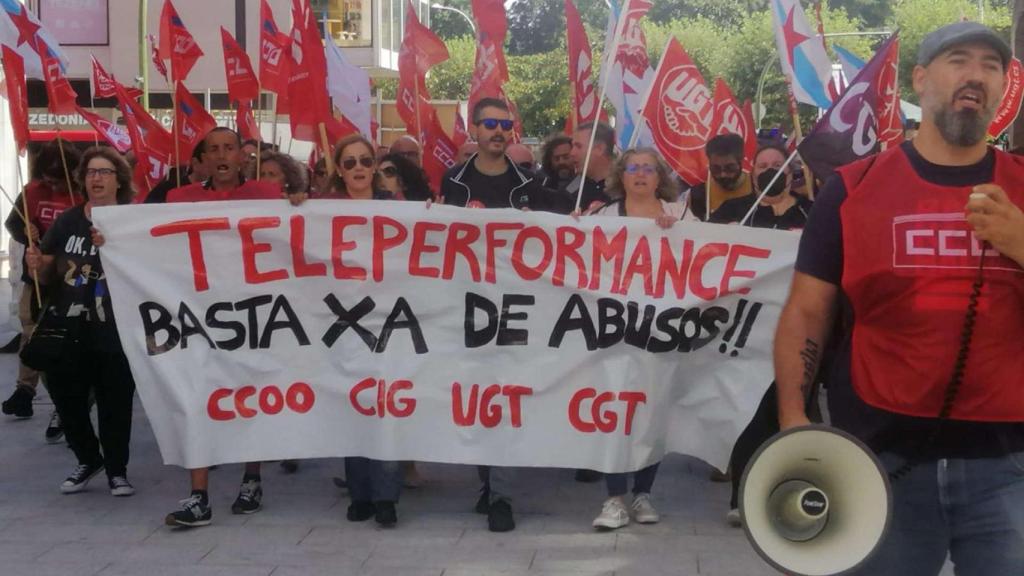 Imagen de archivo de una manifestación de Teleperformance en A Coruña