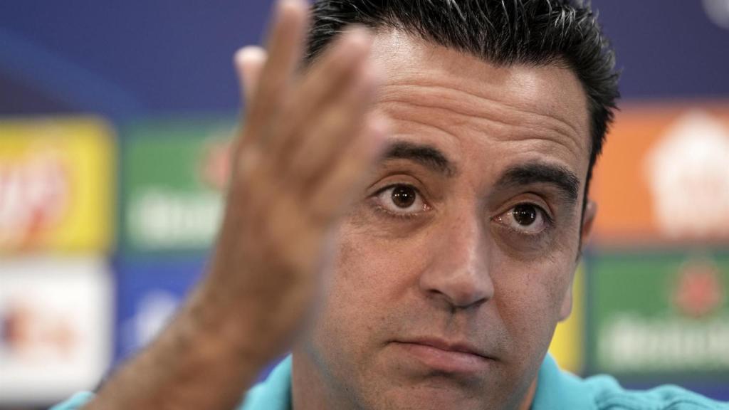 Xavi Hernández, en rueda de prensa de la Champions League