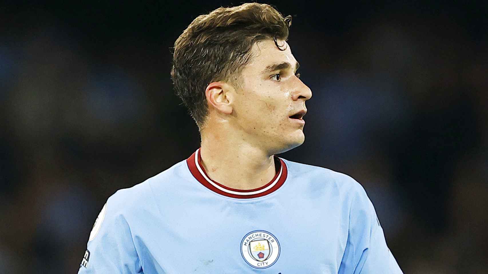 Julián Álvarez, en un partido del Manchester City de la temporada 2022/2023