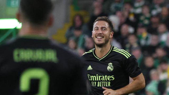 Eden Hazard celebra su gol al Celtic en la Champions League