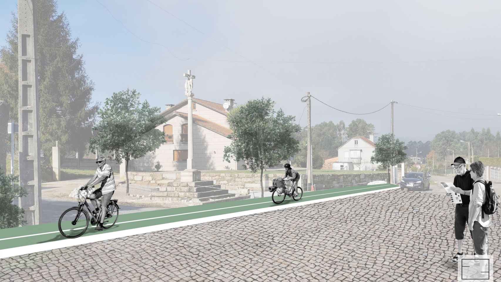 Diseño del nuevo carril bici en Mos (Pontevedra).