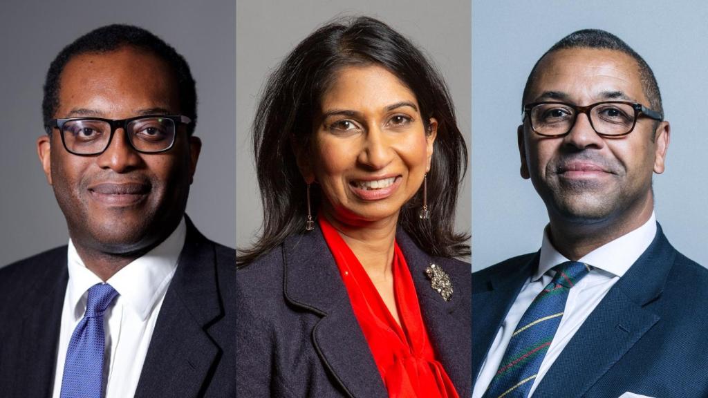 Kwasi Kwarteng (Hacienda), Suella Braverman (Interior) y James Cleverly (Exteriores).