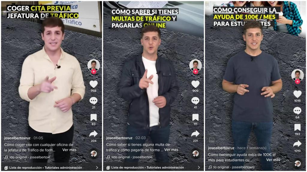 Capturas de algunos de los vídeos de José Alberto en Tik Tok.