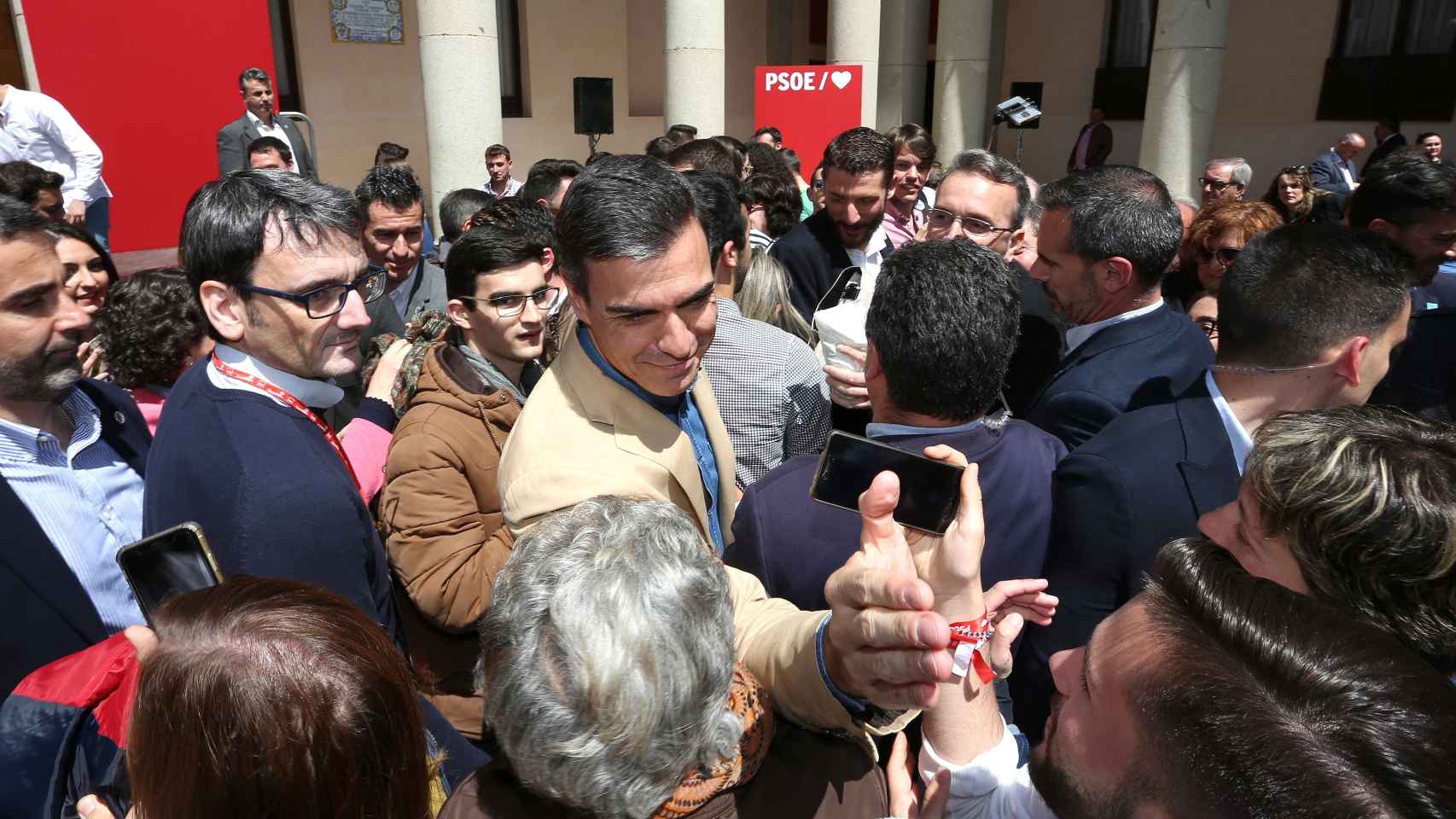 Pedro Sánchez durante un acto político celebrado en Toledo el año 2019.