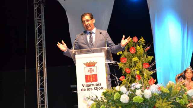 José Manuel Caballero, presidente de la Diputación de Ciudad Real en Villarrubia de los Ojos.