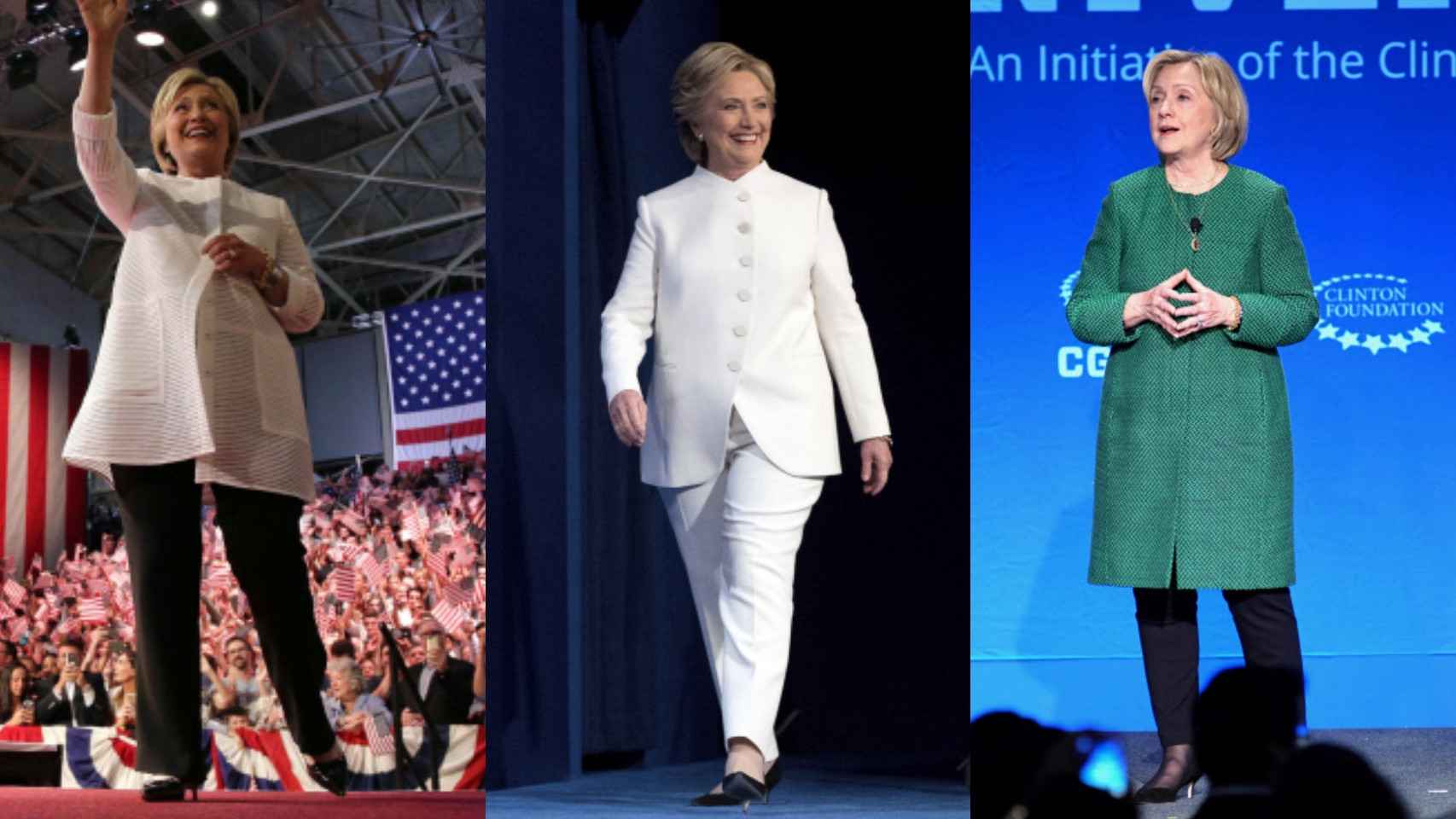 Diferentes 'outfits' de Hillary Clinton.