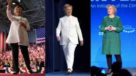 Diferentes 'outfits' de Hillary Clinton.