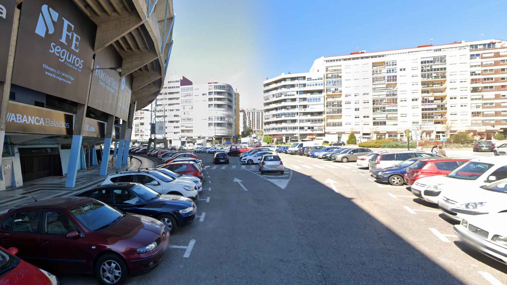 Aparcamiento en el estadio de Balaídos, en Vigo.