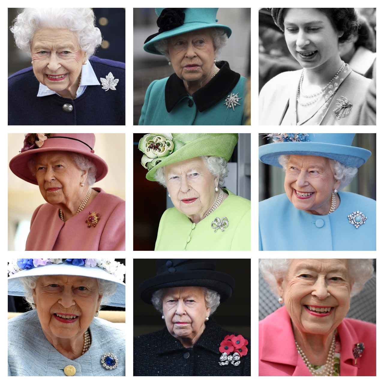 Algunas imágenes de la soberana británica luciendo sus inseparables broches.