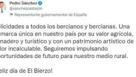 Tweet de Pedro Sánchez sobre El Bierzo