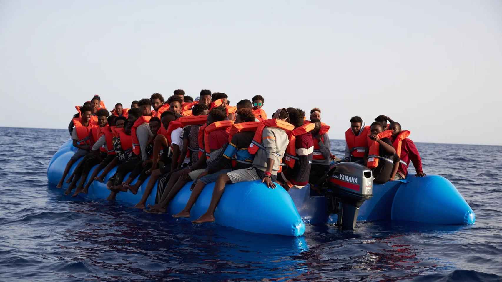 Rescate de migrantes en el mar Mediterráneo.