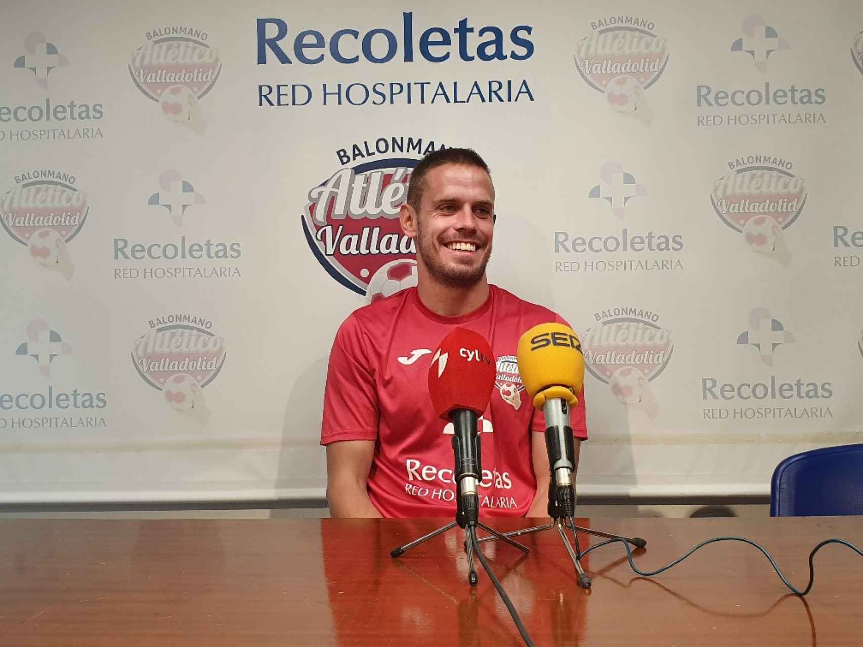 El jugador del Atlético Valladolid Miguel Camino, en la rueda de prensa de este viernes.