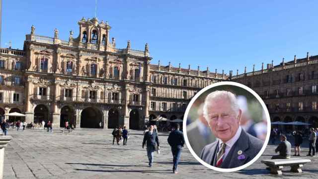 El rey Carlos III del Reino Unido y la Plaza Mayor de Salamanca.