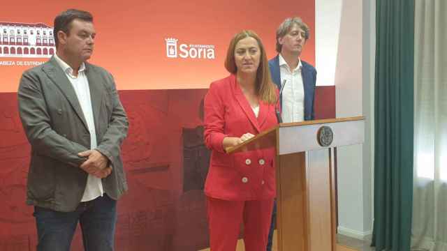 La delegada del Gobierno, Virginia Barcones, durante un acto hoy en Soria