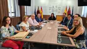 La ministra de Justicia, Pilar Llop, este viernes. en la Delegación del Gobierno de Murcia, junto al delegado, José Vélez, y el alcalde de Lorca, Diego José Mateos.