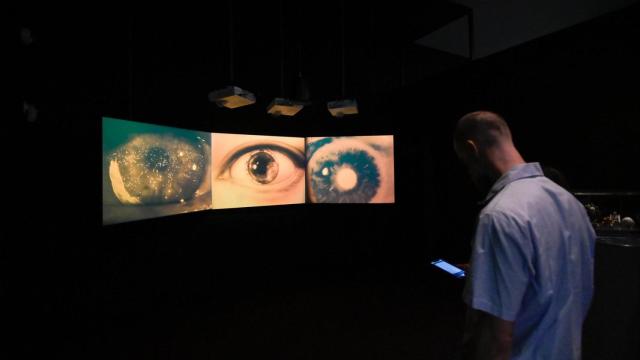 Una persona observa una de las obras de la exposición internacional ‘Al: More than human’.
