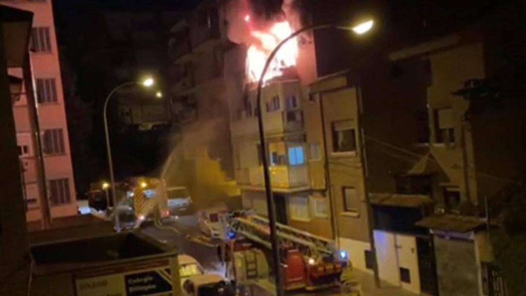 El incendio ocurrido este domingo en Villaverde (Madrid).