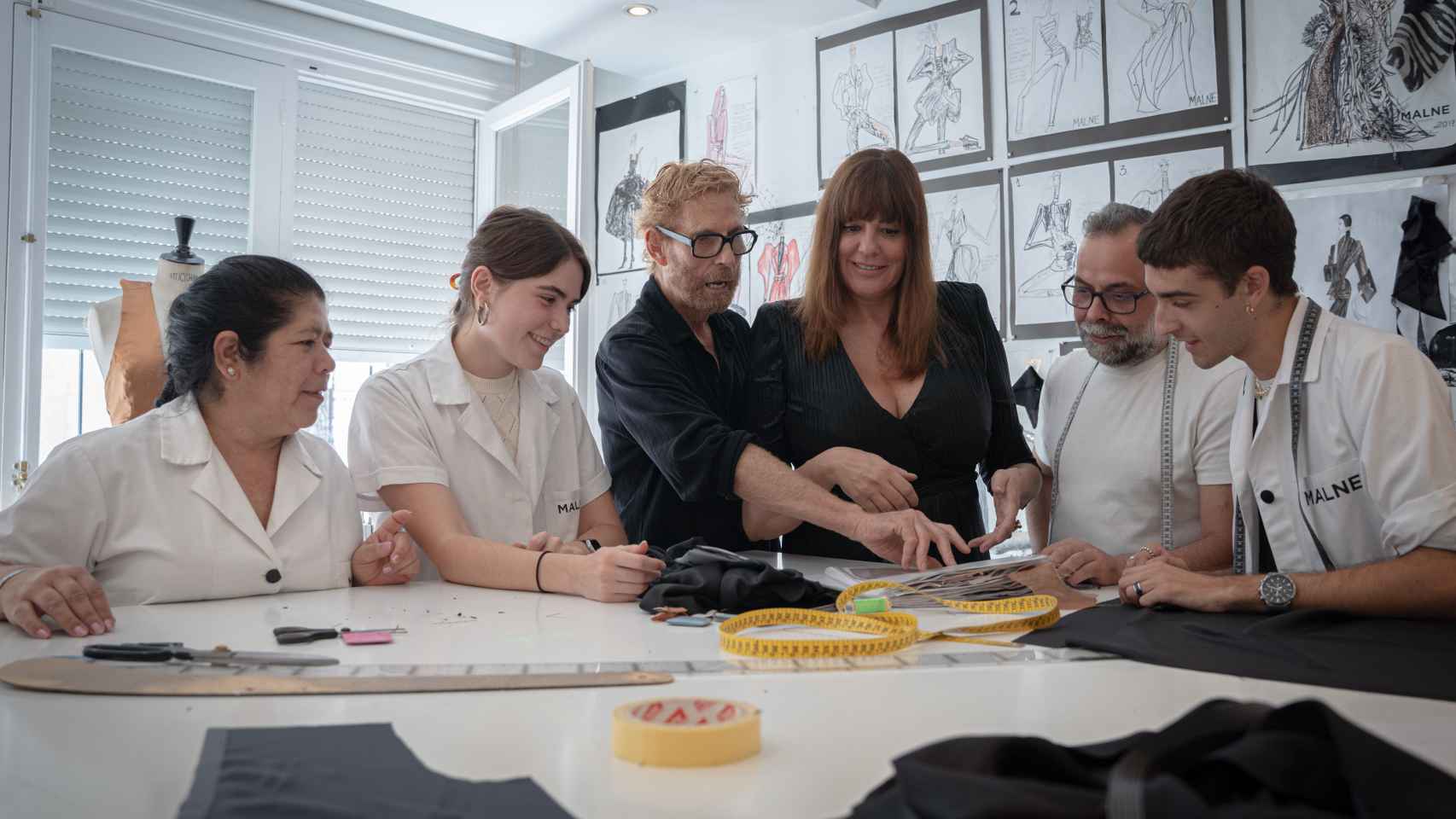 El equipo completo de Malne: los diseñadores junto a Claudia, Miquel y Manuel.