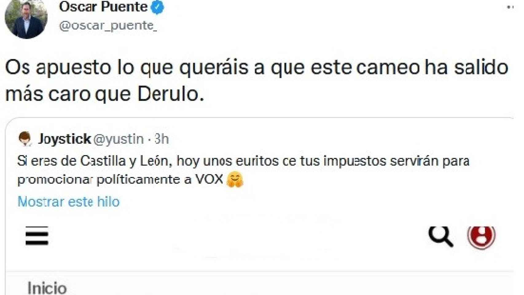 Tuit de Óscar Puente