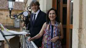 Margarita Robles en su visita a Soria con el alcalde Carlos Martínez.