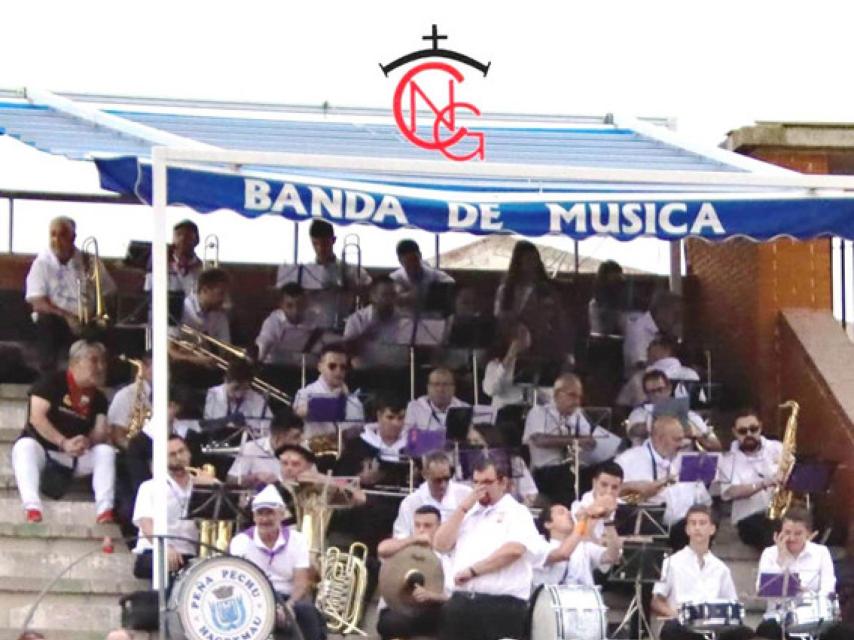 La banda de música en el lugar