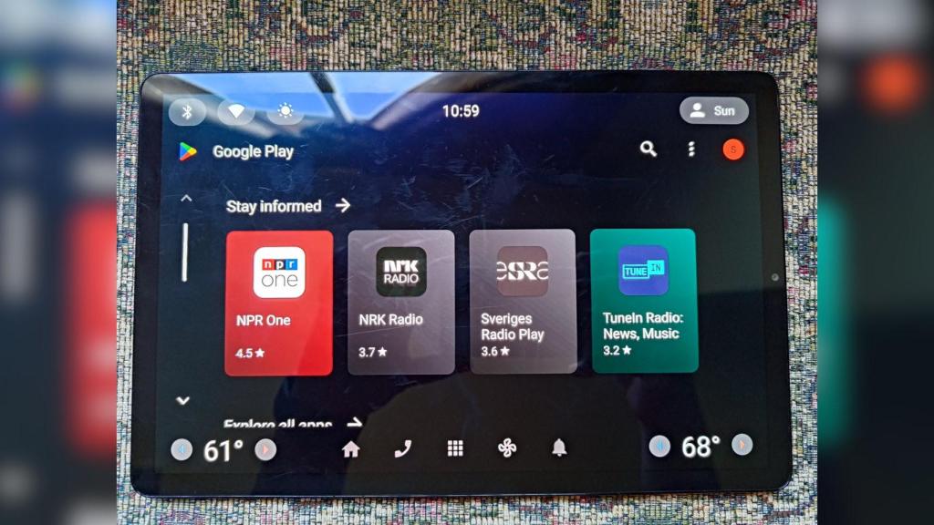 Android Auto ejecutándose en una tablet