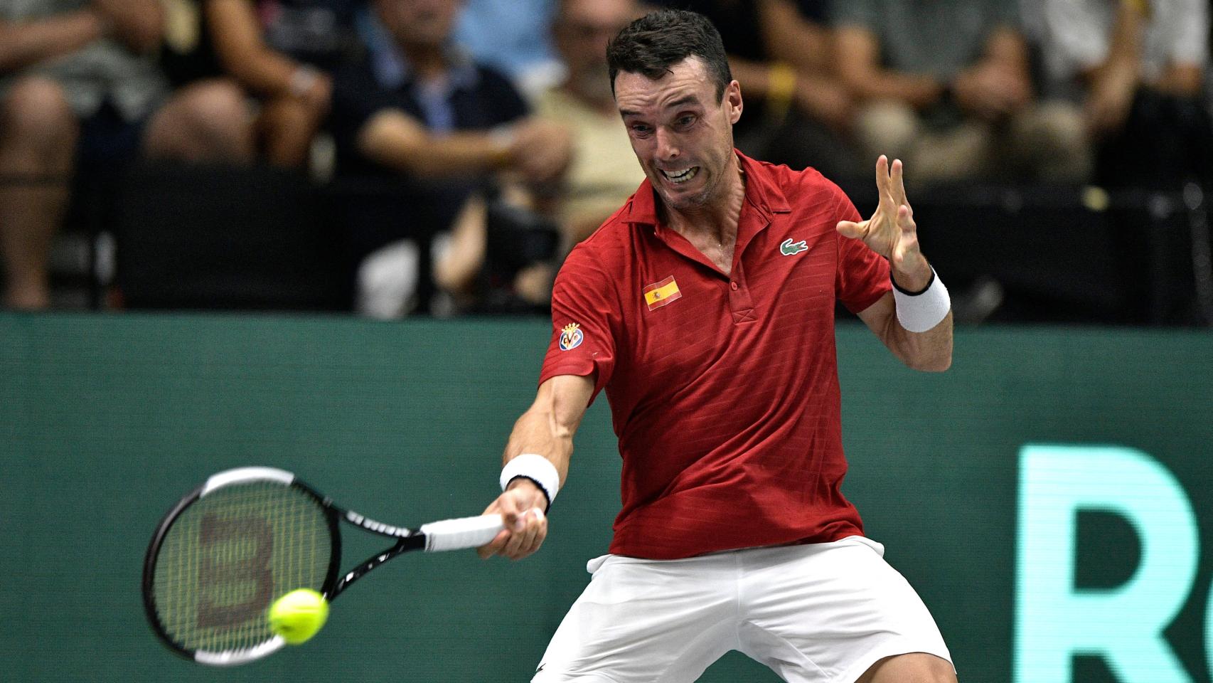 Roberto Bautista, durante su partido de la Copa Davis frente a Serbia