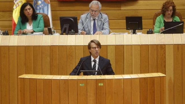 El conselleiro de Facenda, Miguel Corgos, este martes durante la presentación del plan estratégico de la Xunta